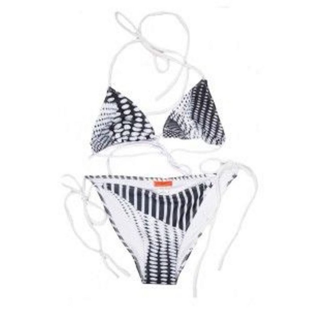 CLOVER CANYON TORQUED WALLS TRIANGLE BIKINI SET SWIM POLKA STRIPE ( L )